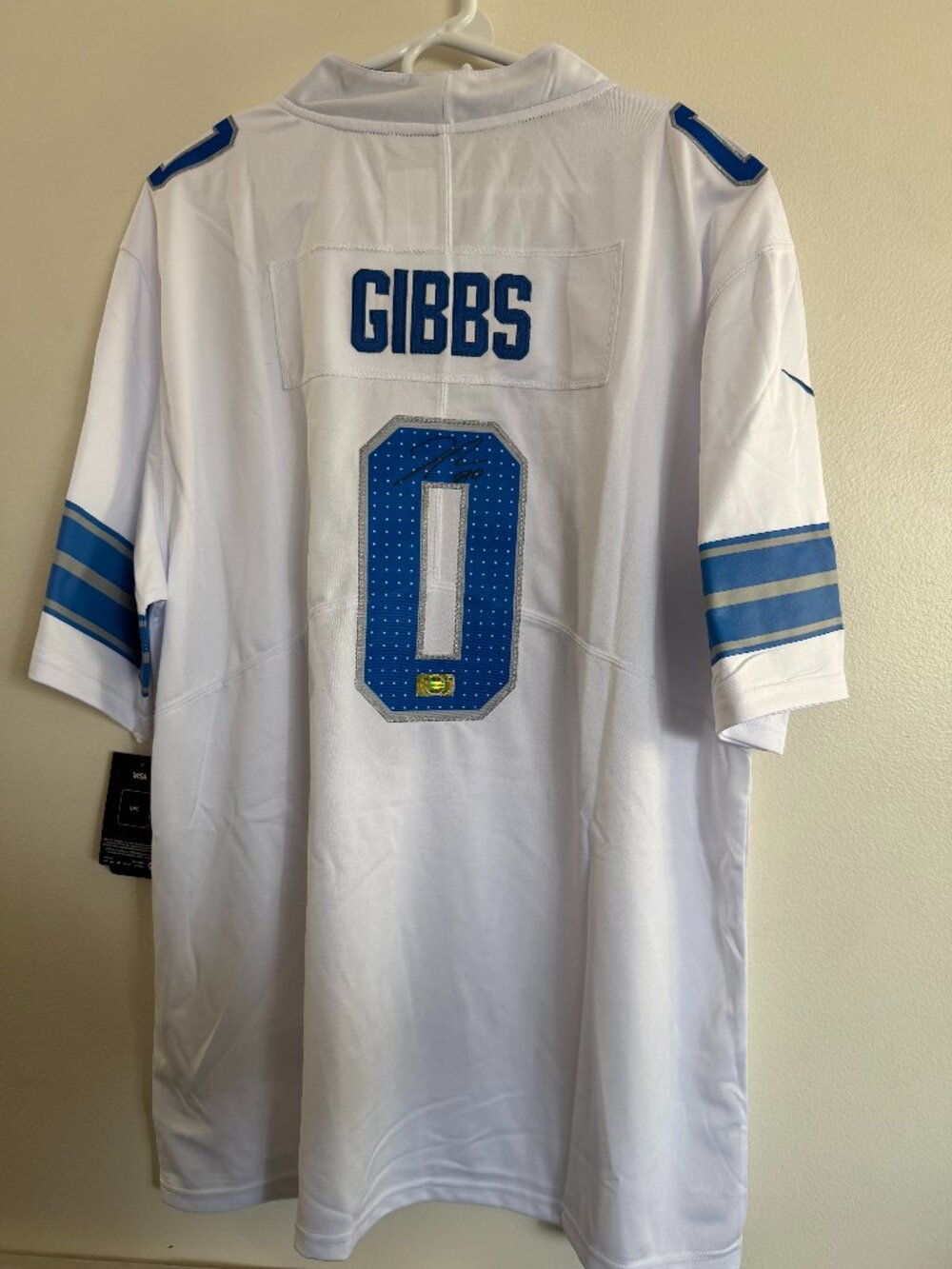 JAHMYR GIBBS SIGNED DETROIT LIONS AUTOGRAPHED NIKE FOOTBALL JERSEY wCOA XXL 26-3